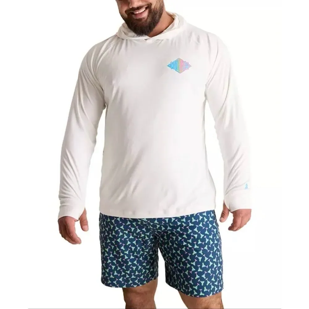 Chubbies Reflector Print Long-Sleeve Hooded Sun T-Shirt Pure White Small